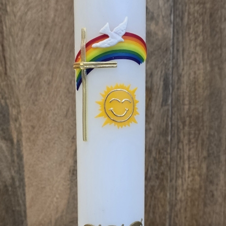 Taufkerze 30x5 - Sonne/Regenbogen -