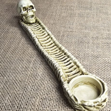 Räucherstäbchenhalter - Skull und Bones - Skelett-Gothic-Fantasy 