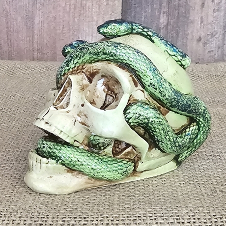 Totenkopf mit zwei Schlangen - Fantasy - Gothic - Deko - Skull