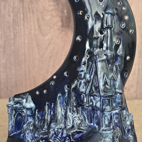Keramik Windlicht - Keramik Figur - Schloß - Beleuchtung - Mond