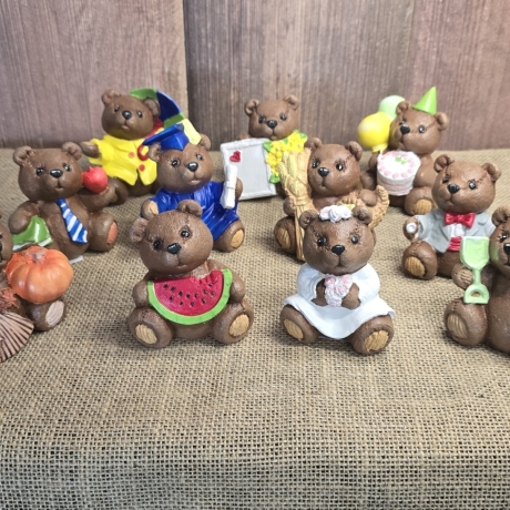 Teddy - Teddybär - Teddy mit Korb und Weizen - Keramik -
