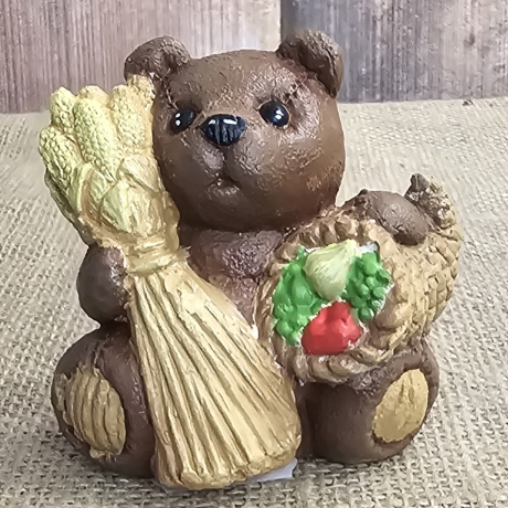 Teddy - Teddybär - Teddy mit Korb und Weizen - Keramik -