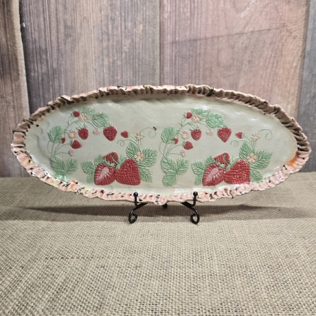 Keramik Schale - Keramik Teller - Handarbeit - Erdbeeren -
