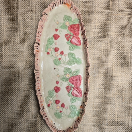 Keramik Schale - Keramik Teller - Handarbeit - Erdbeeren -