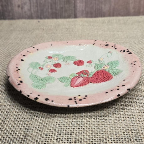 Keramik Schale - Keramik Teller - Handarbeit - Erdbeeren