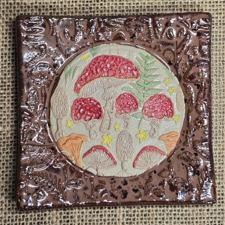 Keramik Schale - Keramik Teller - Handarbeit - Pilze