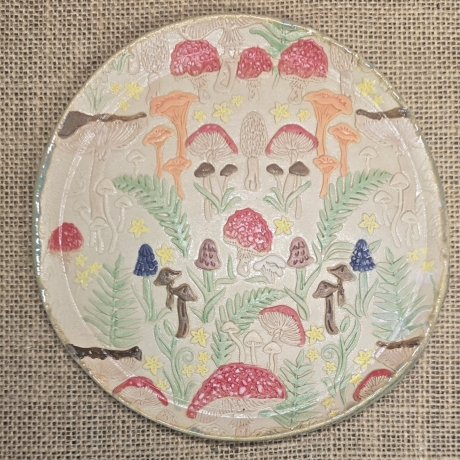 Keramik Schale - Keramik Teller - Handarbeit - Pilze