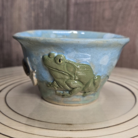 Keramik Schale - Frosch und Schnecke - Handarbeit