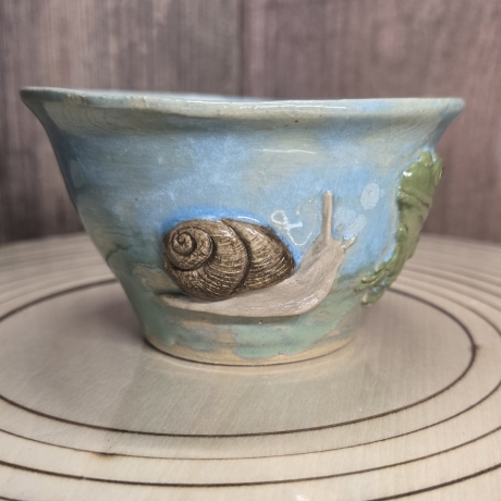 Keramik Schale - Frosch und Schnecke - Handarbeit