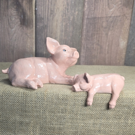 Deko Figur aus Keramik - Mama -Schwein -