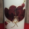 Hochzeitkerze 20x7 - Herzen und Rosen - Rot marmoriert mit Gold