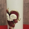 Hochzeitskerze 20x7 - Herz und Totenkopf - Rot marmoriert Gold