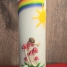 Taufkerze 25x6 - Sonne, Schnecke, Pilze - Diverse Schriftfarben