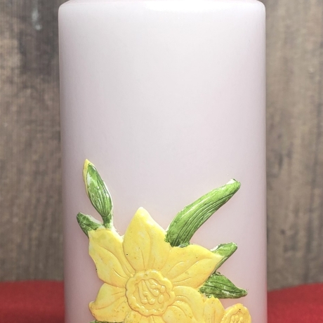 Dekorative Kerze - Blumen - Handverziert - Gelb/Grün