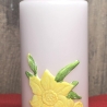 Dekorative Kerze - Blumen - Handverziert - Gelb/Grün