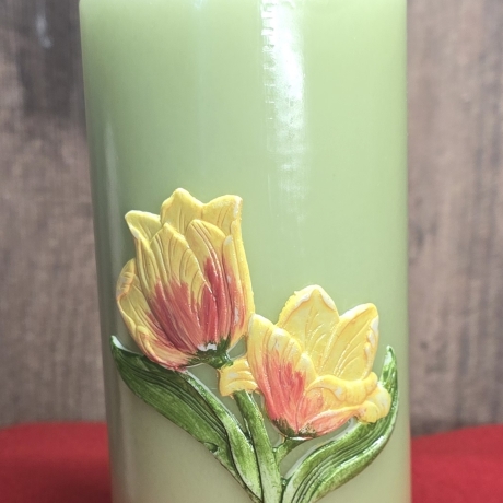 Dekorative Kerze - Handverziert - Blumenmotiv 5