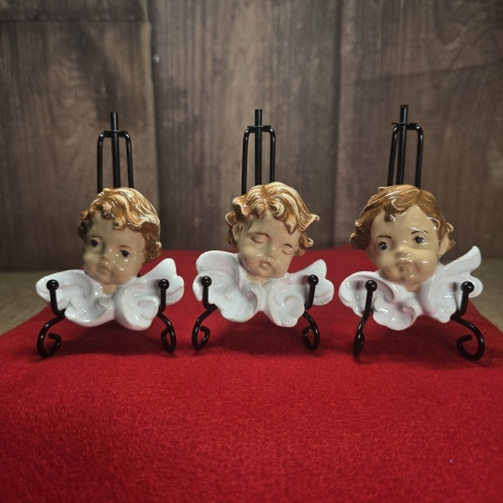 ​Drei Schutzengel aus Keramik - Set - Engelskopf -