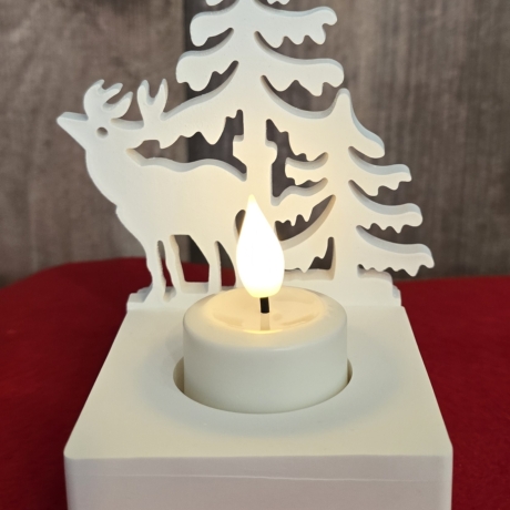 Einschieber für Teelichthalter - Rentier/Tannenbaum - Winter 