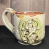 Keramik Becher - Tasse - Kreuz, Drache, Totenkopf - Handgeformt