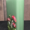Dekorative Kerze -  3D Wachsmotiv - Pilze im Grün - Handverziert