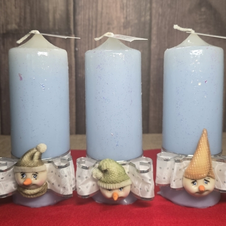 Winter/Weihnachtskerzen - Schneezauber 3 - Blautöne -Handgegossen
