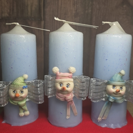 Winter/Weihnachtskerzen - Winterzauber 1 - Blautöne -Handgegossen