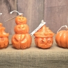 Halloween Kerze - Kürbis mit Blumenhut - Handgegossen