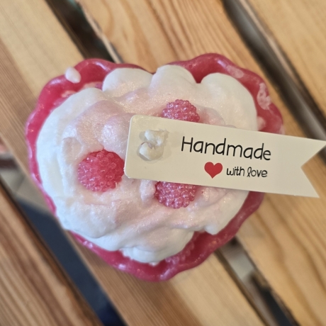 Duftkerze - Himbeertörtchen - Rosenduft -