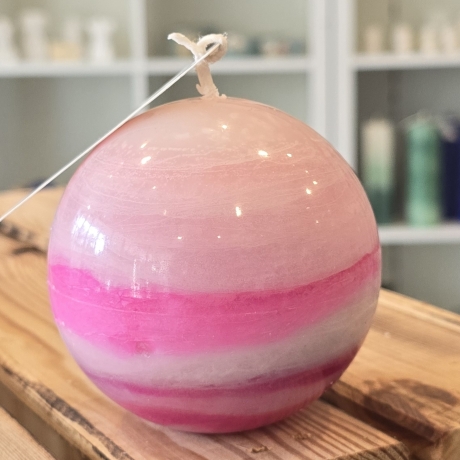 Dekorative Kerze - Rund - Rosa Töne - Handgegossen