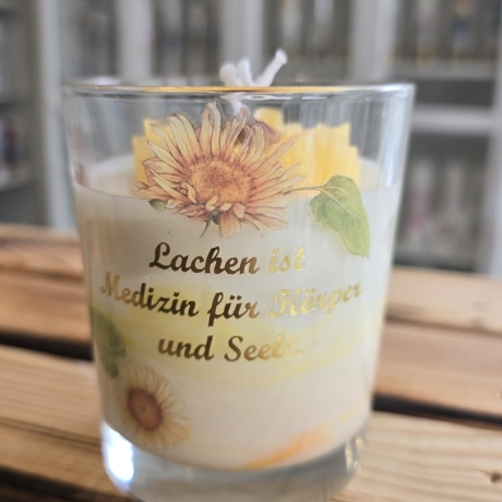 Dekorative Kerze im Glas - Sonnenblume 