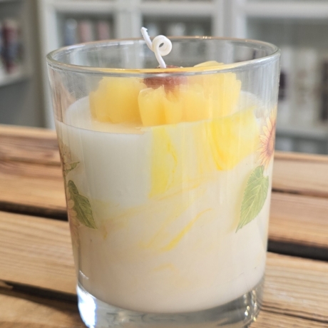 Dekorative Kerze im Glas - Sonnenblume - Sojawachs -