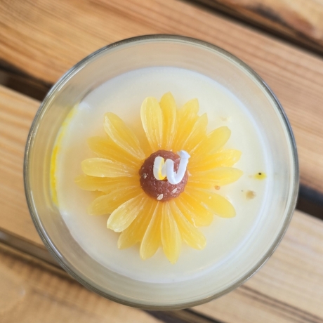 Dekorative Kerze im Glas - Sonnenblume - Sojawachs -