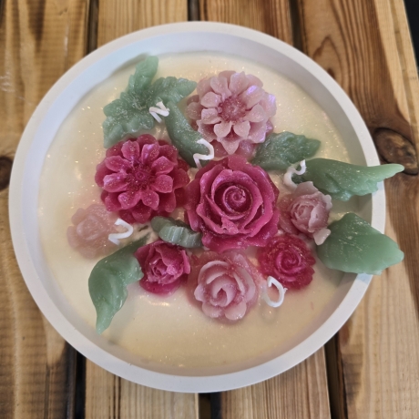 Dekorative Kerze in Schale - Blumenzauber - 