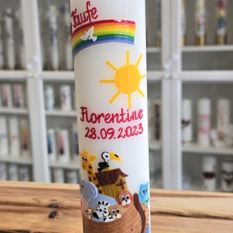 Taufkerze 25x6 - Arche-Noah 2 - personalisierbar - 