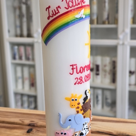 Taufkerze 25x6 - Arche-Noah 2 - personalisierbar - 