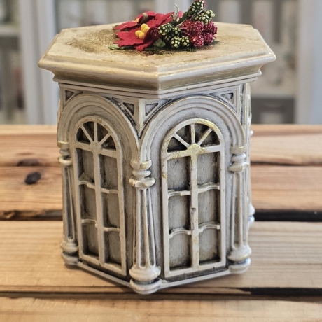 Duftkerze in Schale - Pavillon - Handverziert - Winterduft -