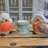 Winter Rotkehlchen mit Teelichthalter - 3er Set -