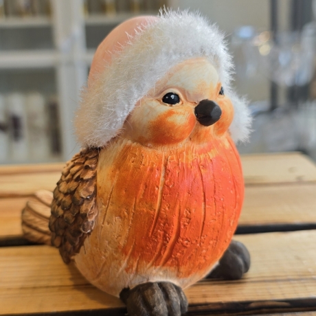 Winter Rotkehlchen mit Teelichthalter - 3er Set -