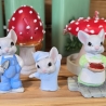Deko Keramik Figuren - Mäusefamilie Papa Mama Kind - 3-er Set