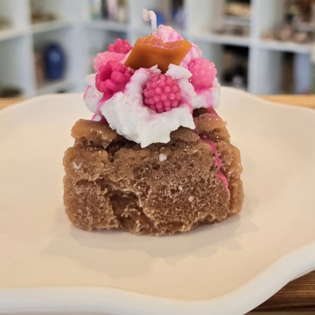 Dekorative Kerze - Himbeer- Kuchen - Törtchen - Handgegossen -