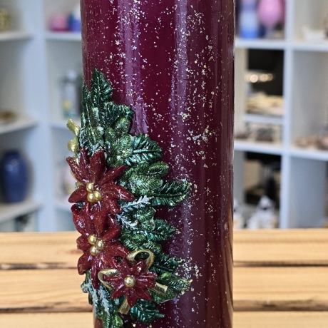 Winter/Weihnachtskerze - Weihnachtsstern - Handgegossen