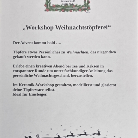 Keramik modellieren & gestallten - Weihnachtstöpferei
