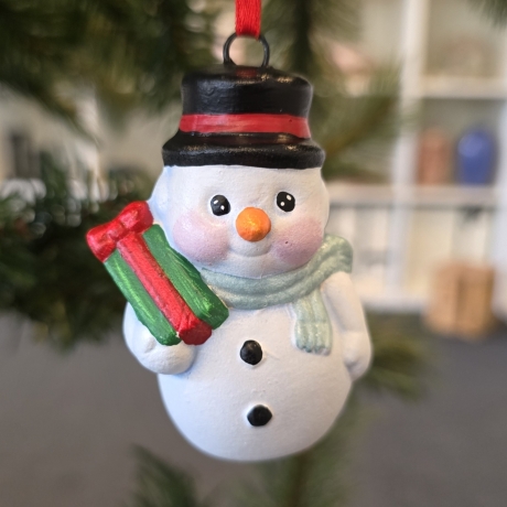 Weihnachtsdeko aus Keramik - Schneemann 1 - Winterdeko -