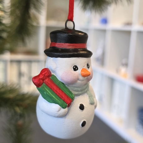 Weihnachtsdeko aus Keramik - Schneemann 1 - Winterdeko -