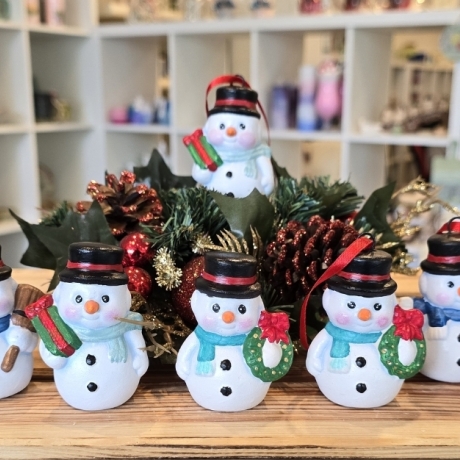 Weihnachtsdeko aus Keramik - Schneemann 4 - Winterdekoration -