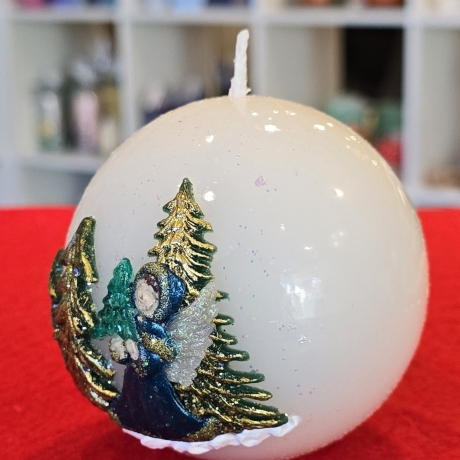 Winter/Weihnachtskerze - Tannenbaum 2 - Rund - Handgegossen -