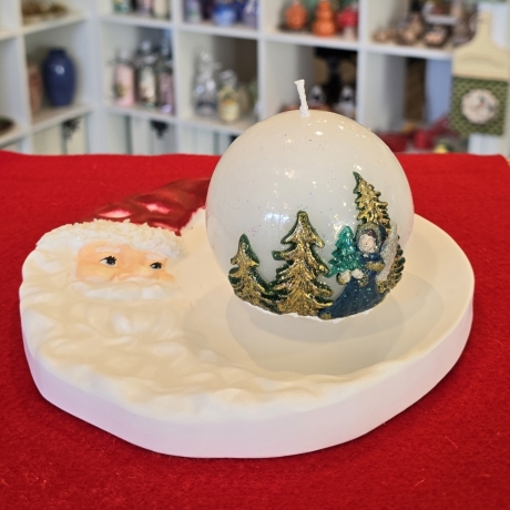 Winter/Weihnachtskerze - Tannenbaum 2 - Rund - Handgegossen -