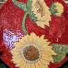 Keramik Teller Rund - Sonnenblumen - Handarbeit - Keramikschale -
