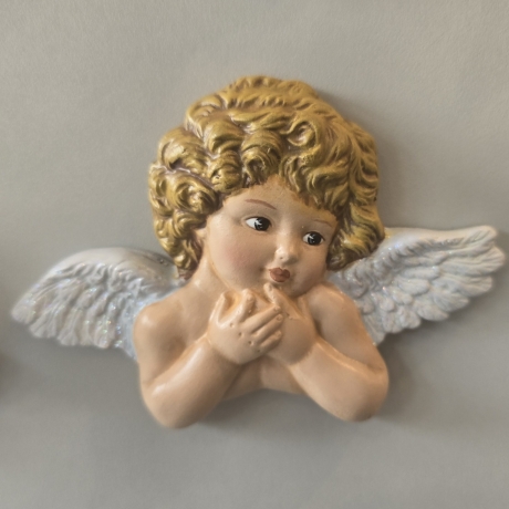 Schutzengel aus Keramik - Engelskopf 8 - Wanddekoration -