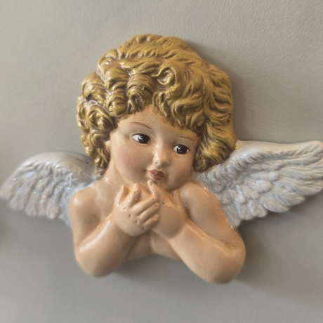 Schutzengel aus Keramik - Engelskopf 8 - Wanddekoration -